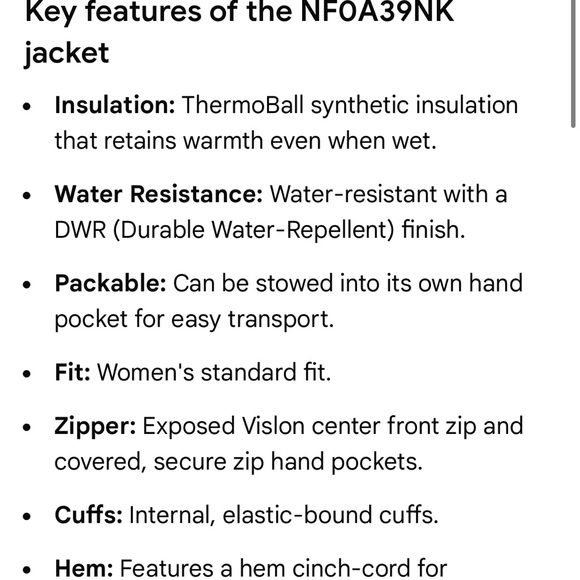 Northface Women's ThermoBall Full Zip Grey Jacket Small - Picture 4 of 4